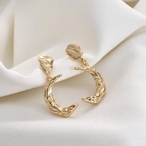 14K gold filled Moon Earring